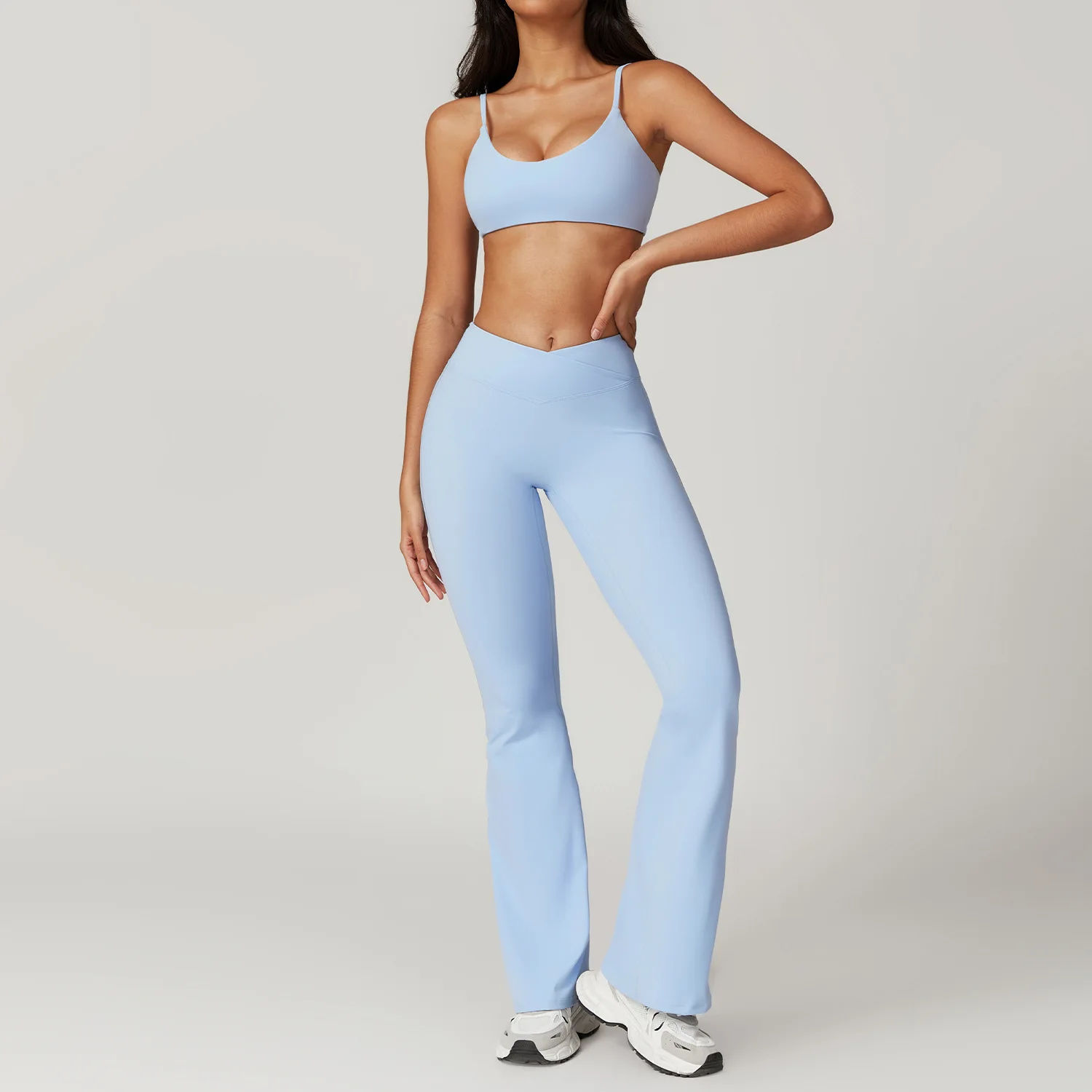Ropa deportiva para mujer, conjunto de Yoga, 2 uds., traje deportivo, ropa de entrenamiento para gimnasio, Top corto de manga corta para gimnasio, mallas de cintura alta, ropa deportiva para Fitness