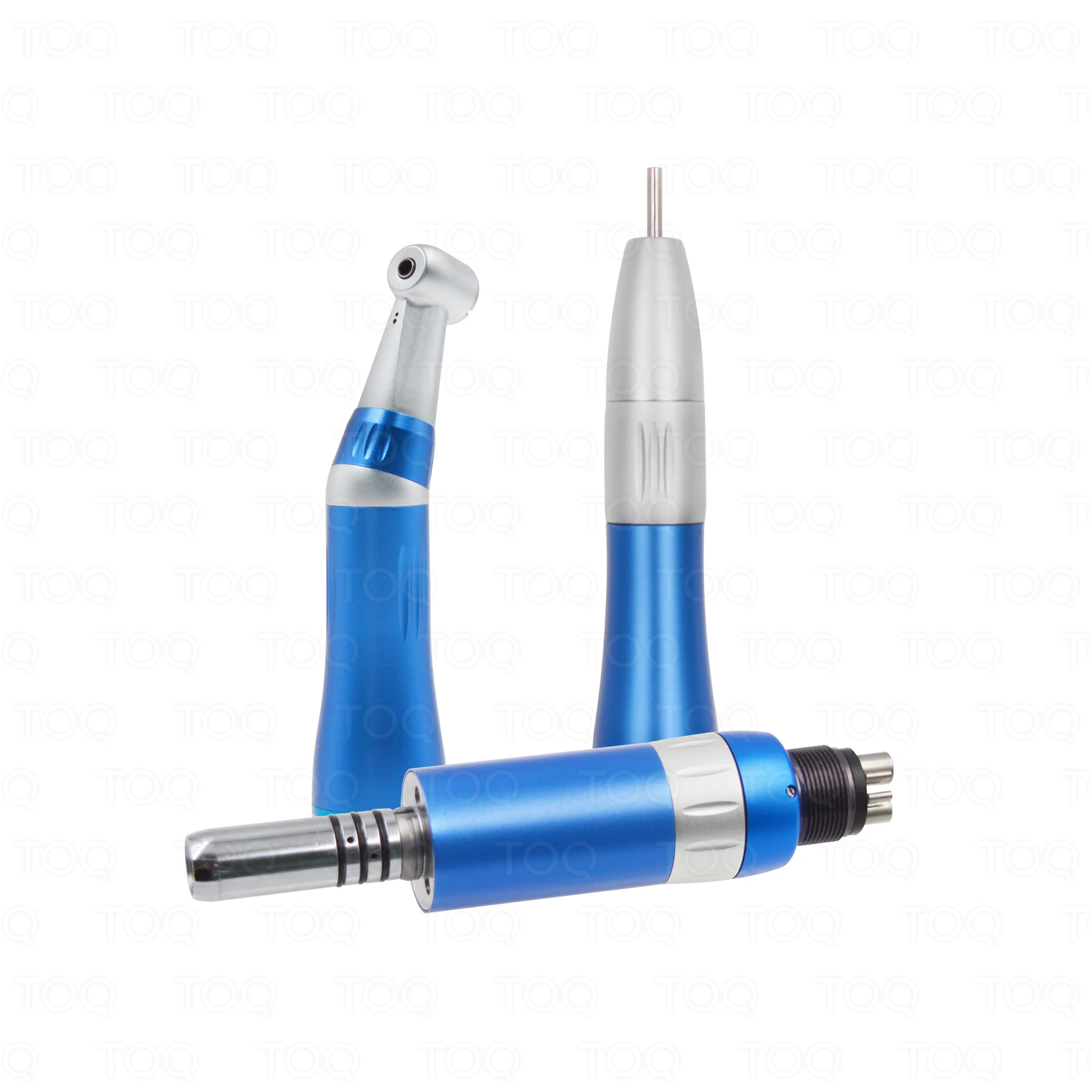 TOQ Pieza de mano dental de baja velocidad, juego de 2/4 orificios, con turbina de aire, motor de aire recto y contra-ángulo, profesional de alta tecnología, azul