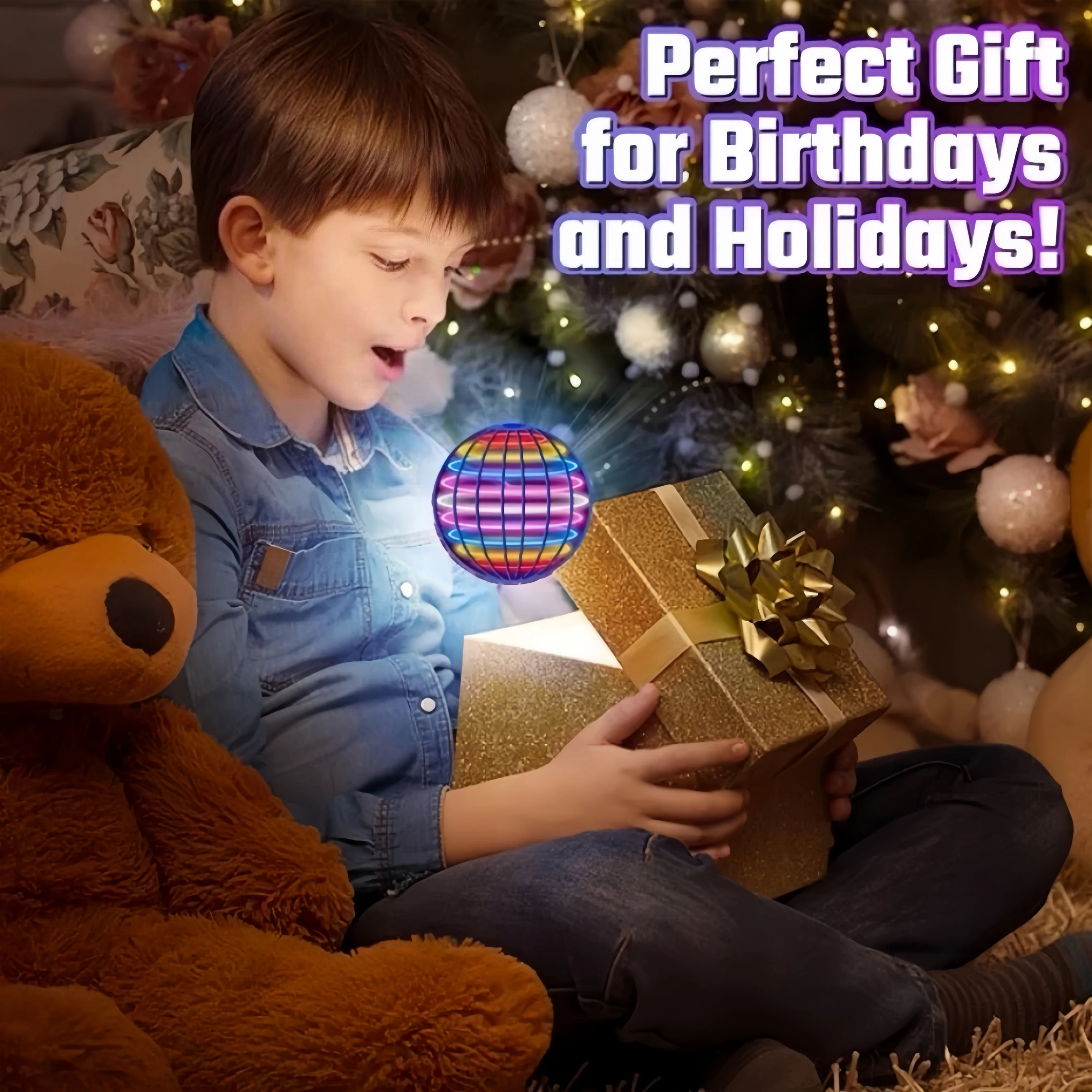 Bola voladora Boomerang Flyorb Magic con luces LED Drone Hover Ball Fly Nova Orb Flying Spinner, juguetes Fidget, regalo para niños