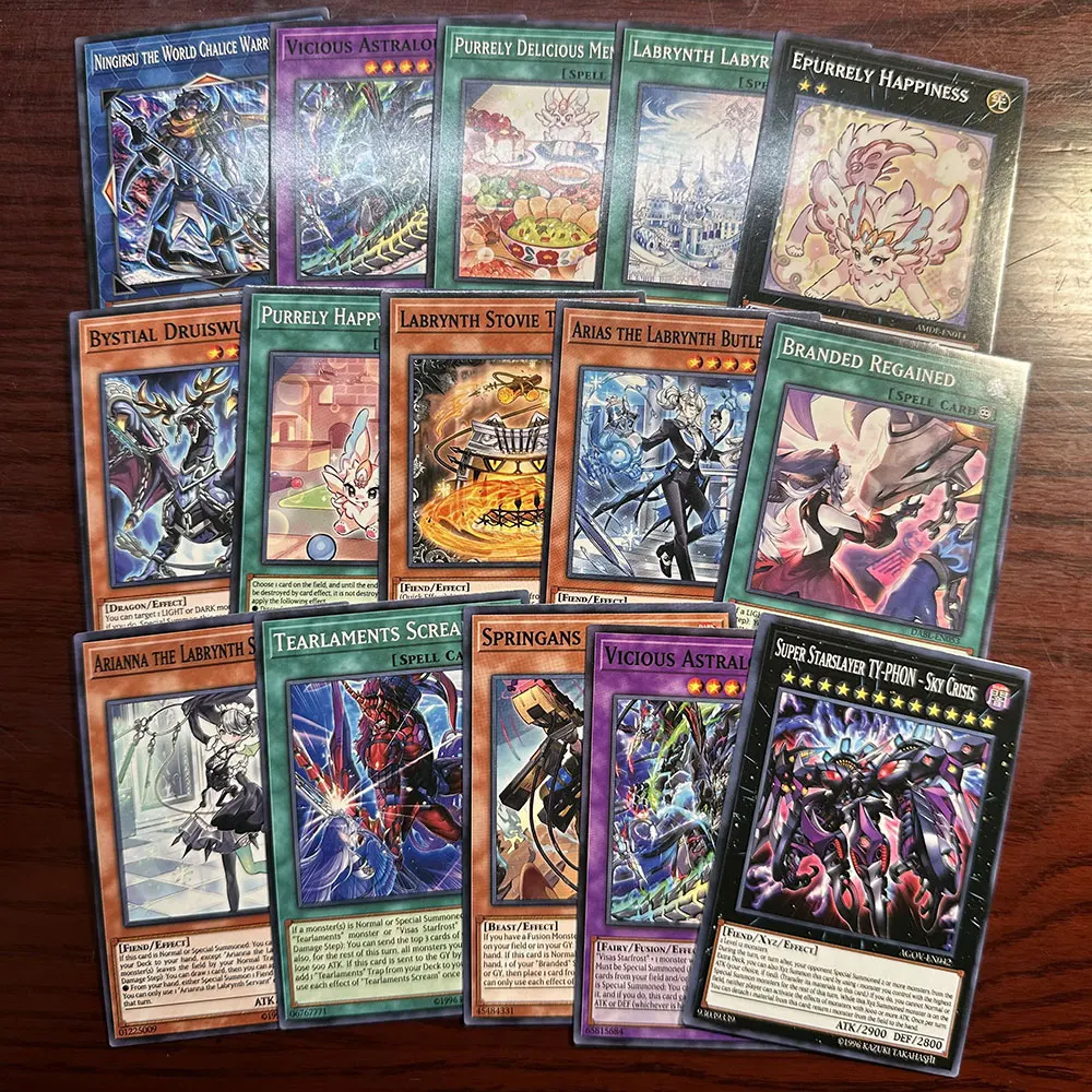 Tarjetas YU GI OH de 54 Uds., estructura competitiva, ojos azules, tarjetas yugioh de la marca Tyler Kurikara en inglés