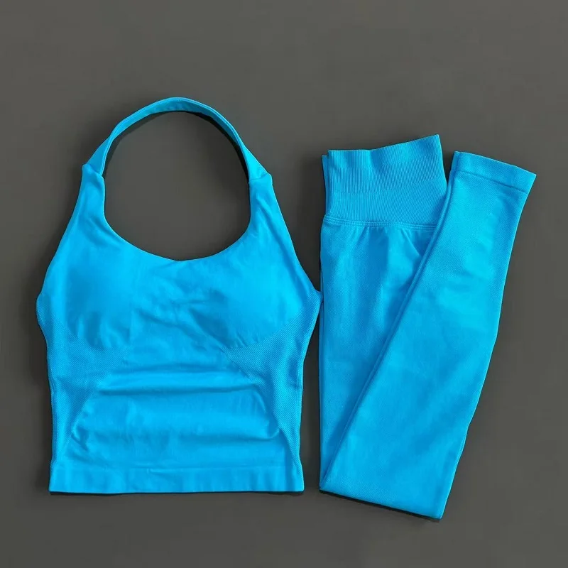 Ropa deportiva de 2 piezas para mujer, conjunto de Yoga, ropa de gimnasio, ropa deportiva, trajes de Yoga, conjunto de Fitness, chándales, Top deportivo, conjunto de mallas de gimnasio
