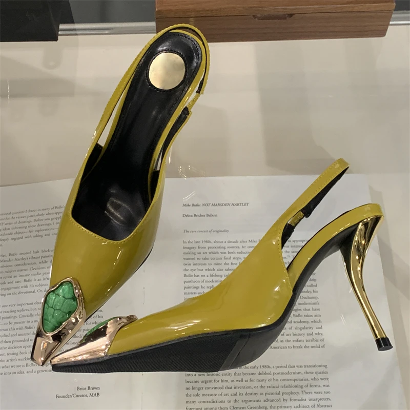 Eilyken, diseño de estilo callejero, incrustaciones de diamantes, zapatos de tacón para mujer, sandalias elegantes sexis de tacón fino con punta estrecha, zapatos con talón descubierto para banquete y graduación