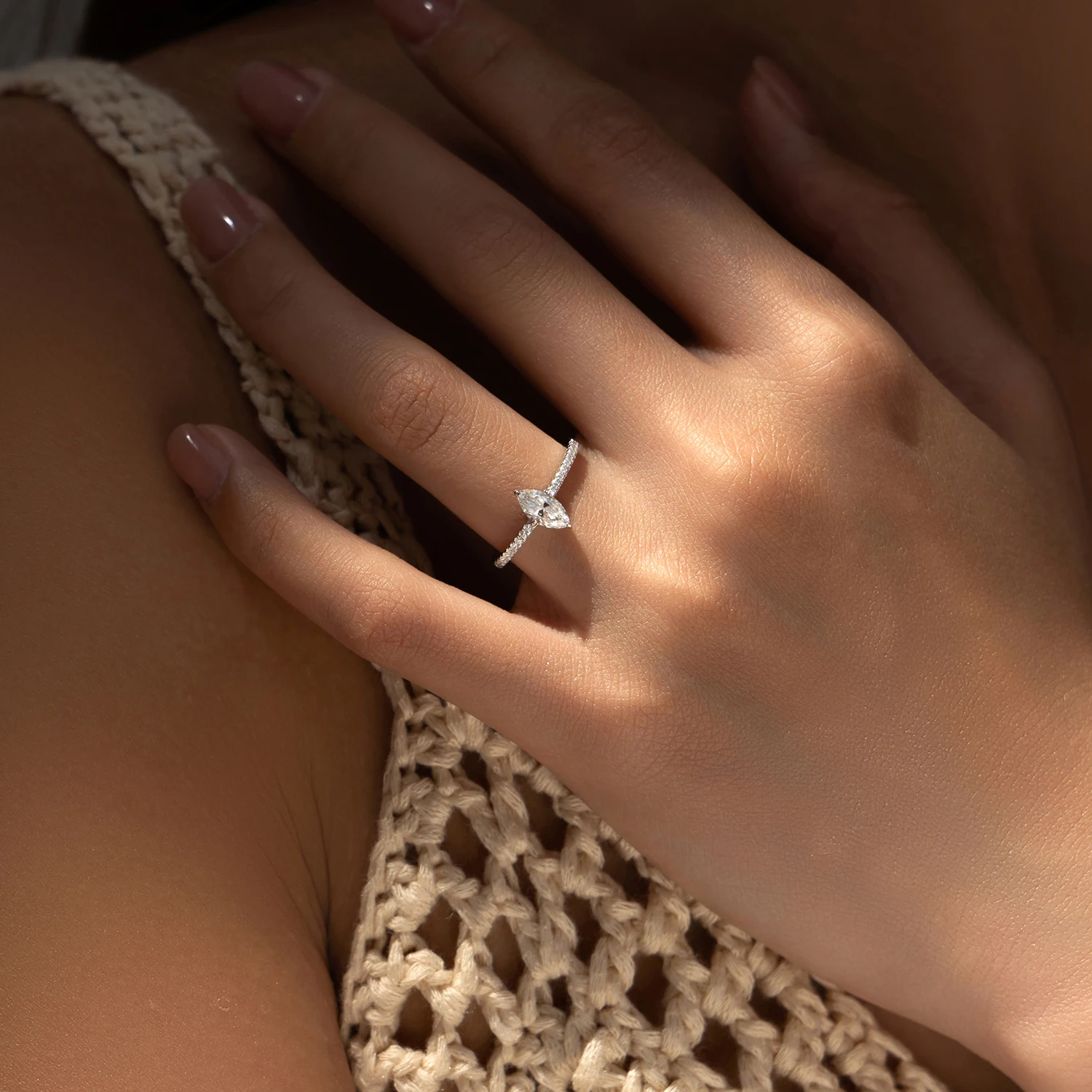 Anillo MODIAN de moissanita con rombos de 0,5 quilates, Plata de Ley 925, anillos de boda de diamantes creados en laboratorio brillantes para mujer, joyería nupcial
