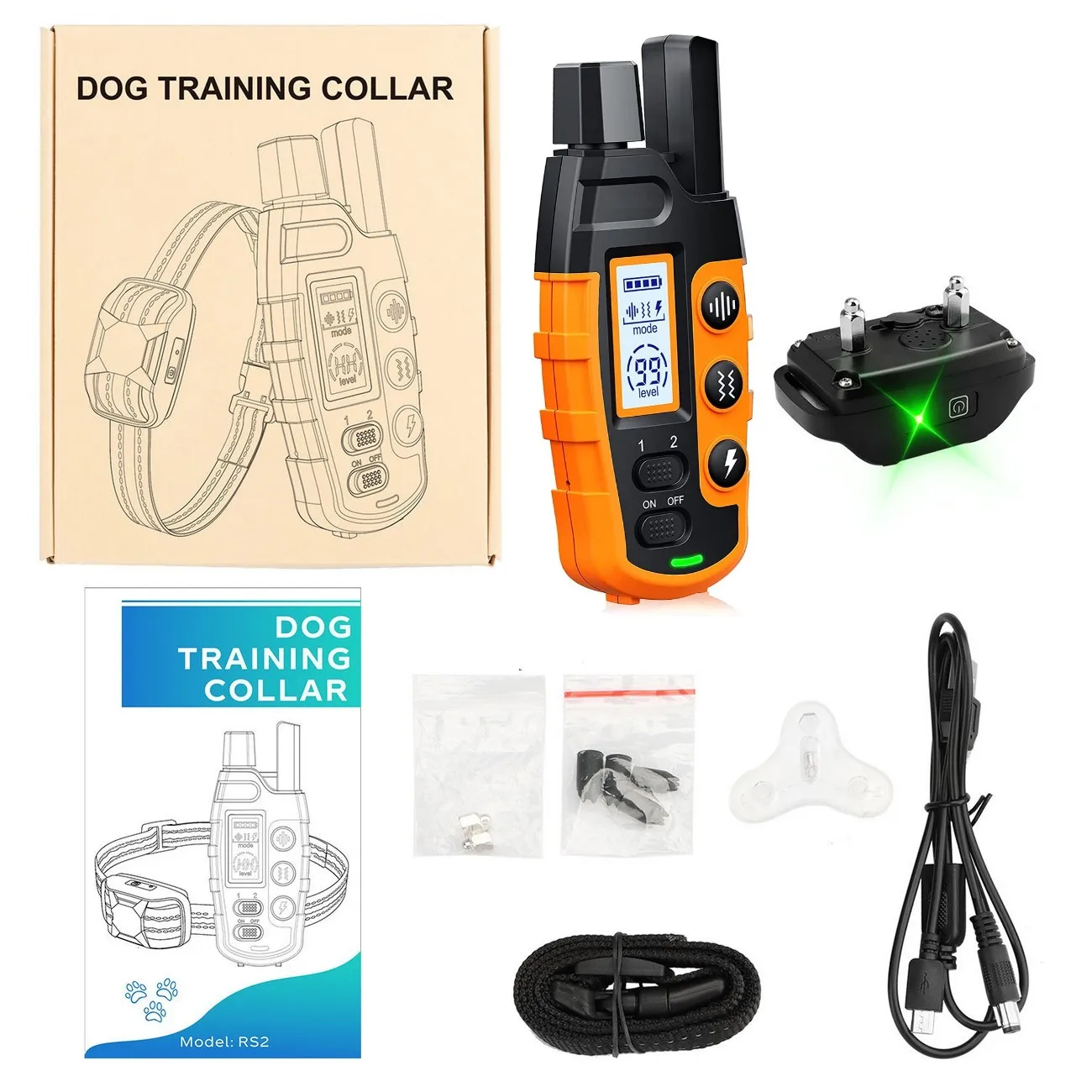 Collar de entrenamiento para perros de 3300 pies con control remoto, recargable, resistente al agua, con pitido, vibración, choque, entrenamiento de mascotas de alta calidad