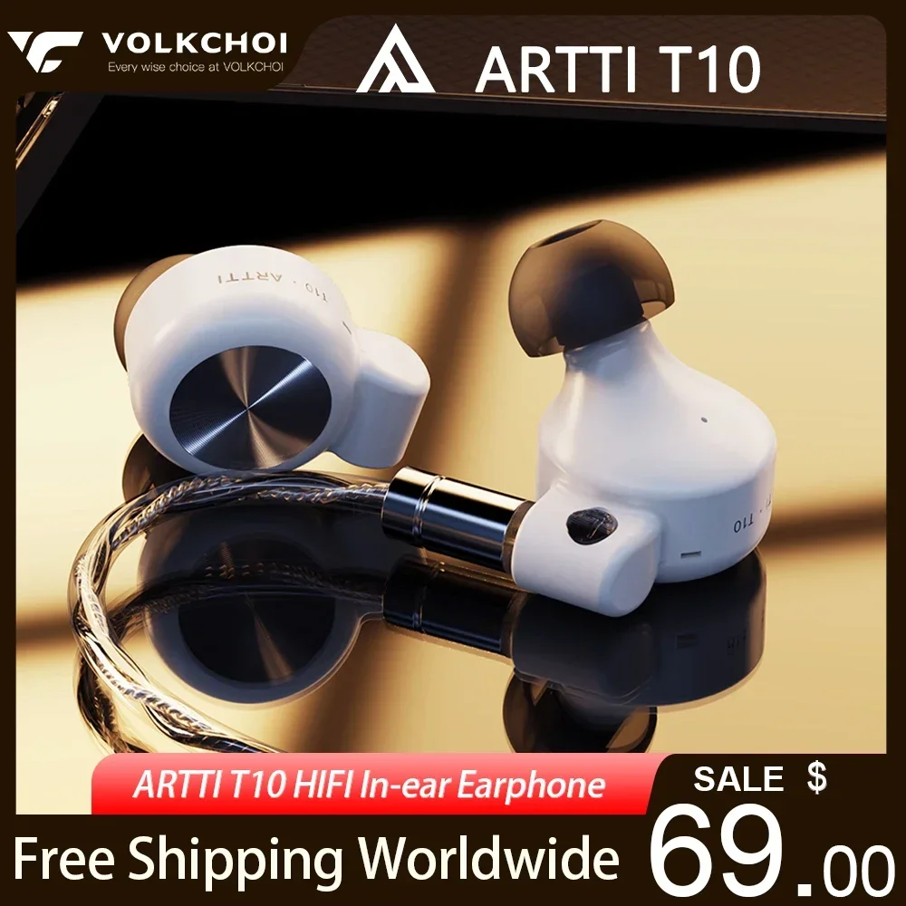Auriculares intrauditivos ARTTI T10 HIFI con controlador plano de 14,2 mm y conector desmontable de 0,78 2 pines, auriculares con cable de 3,5/4,4 mm