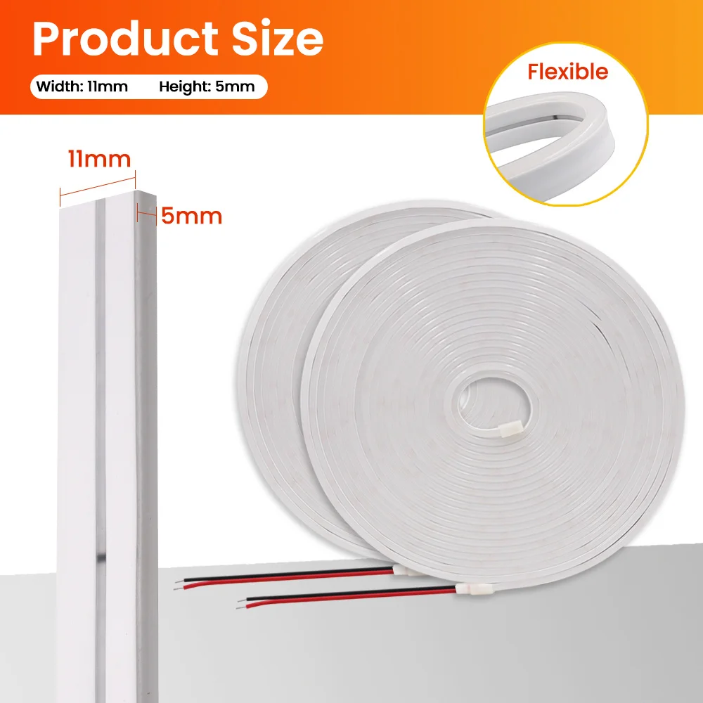 Tira de luces LED de neón de 12V y 24V CC, letrero de neón, luces de cuerda de silicona impermeables, lámpara Flexible para decoración del hogar con cable de 2 pines, 9 colores