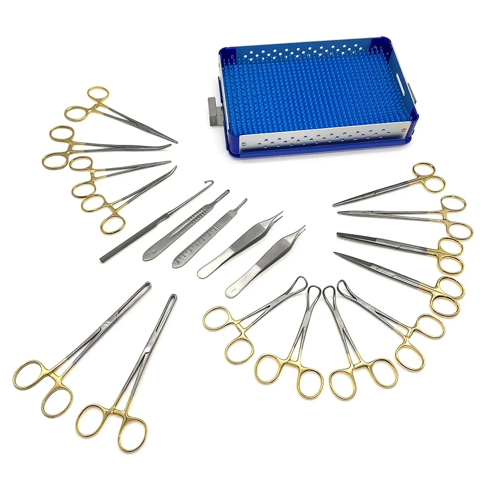 Kit de instrumentos quirúrgicos de tejido suave para mascotas, juego ortopédico