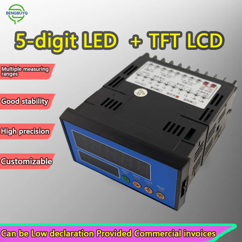 Controlador de indicador de pesaje digital con pantalla TFT LED dual Alta precisión 24 bits ADC RS485 Modbus Alarma de relé de salida analógica