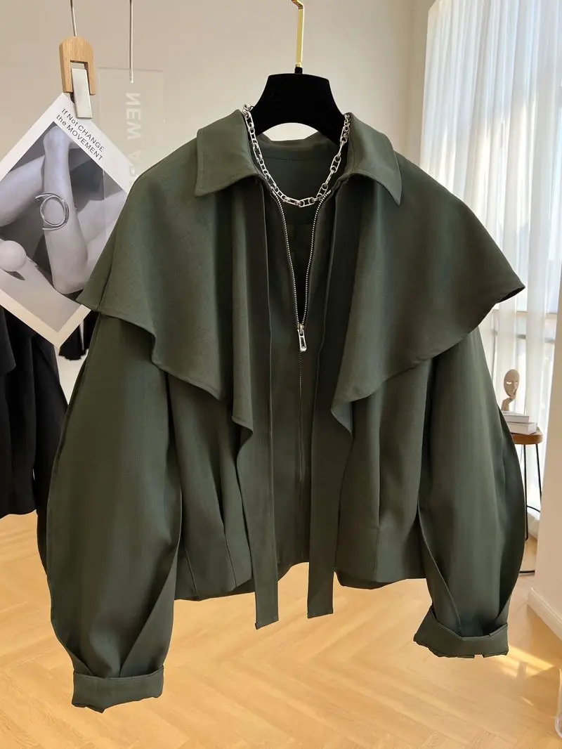 Capa de moda coreana, chaqueta informal para mujer Dongdaemun 2025, abrigos cortos para mujer, chaquetas pesadas, cárdigan de invierno de tendencia, Tops nuevos