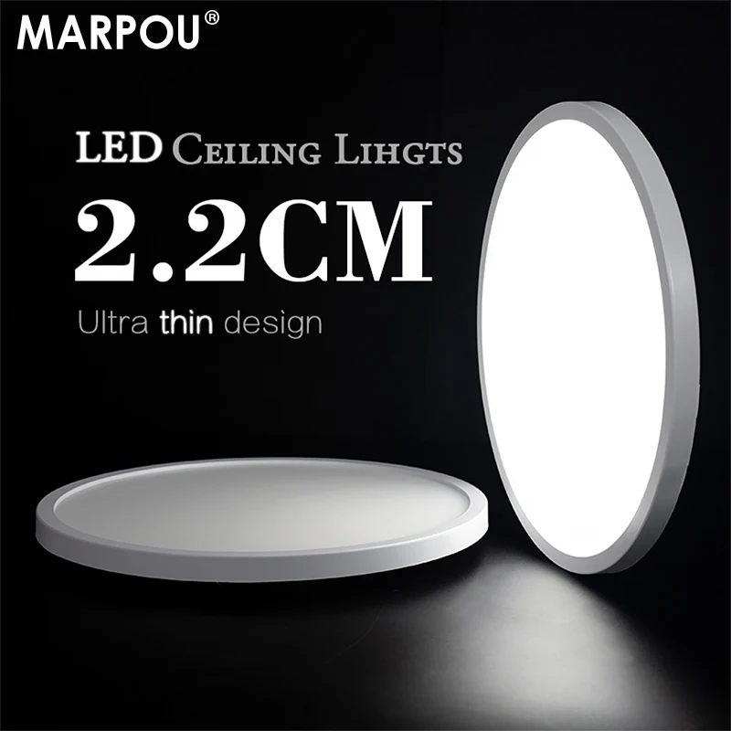 MARPOU-lámparas de techo LED para sala de estar, ultrafinas, color blanco frío, 9W, 13W, 18W, 24W, accesorio de iluminación, luces de techo para dormitorio y cocina