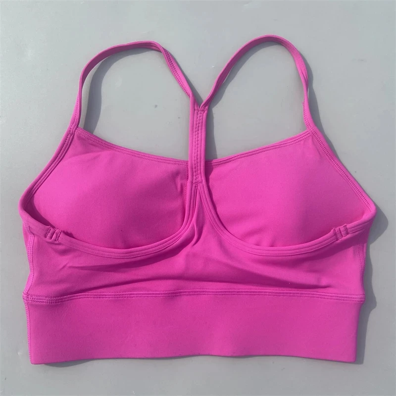 Color sólido suave espalda cruzada forma Y mujeres Fitness sujetador medias Yoga chaleco alta resistencia a prueba de golpes gimnasio deportes Top con almohadilla para el pecho