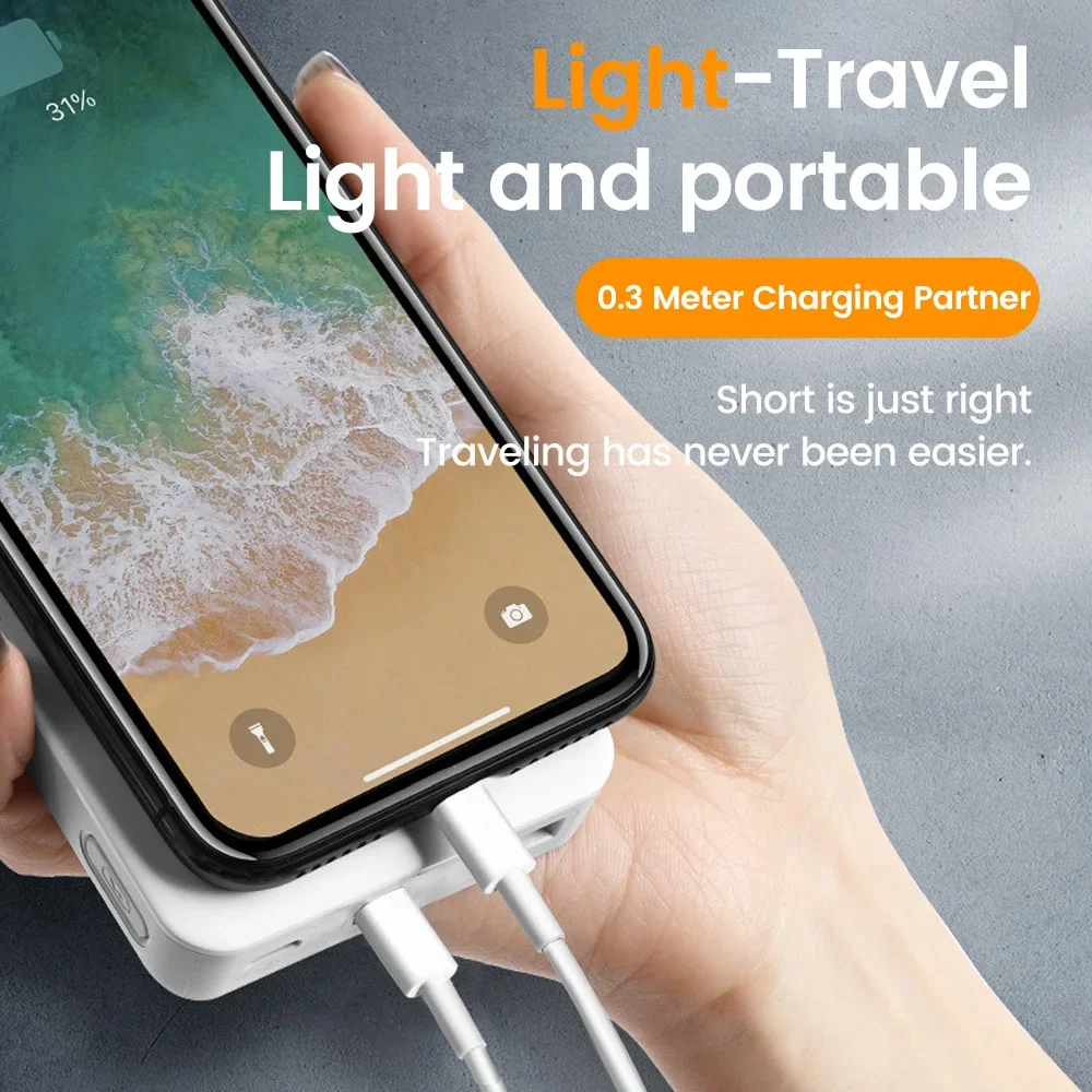 Cable corto tipo C a USB C de 30cm, carga rápida para Iphone15, Xiaomi, Samsung, Huawei Power BanK, Cable de datos USB a tipo C/USB C de 25cm