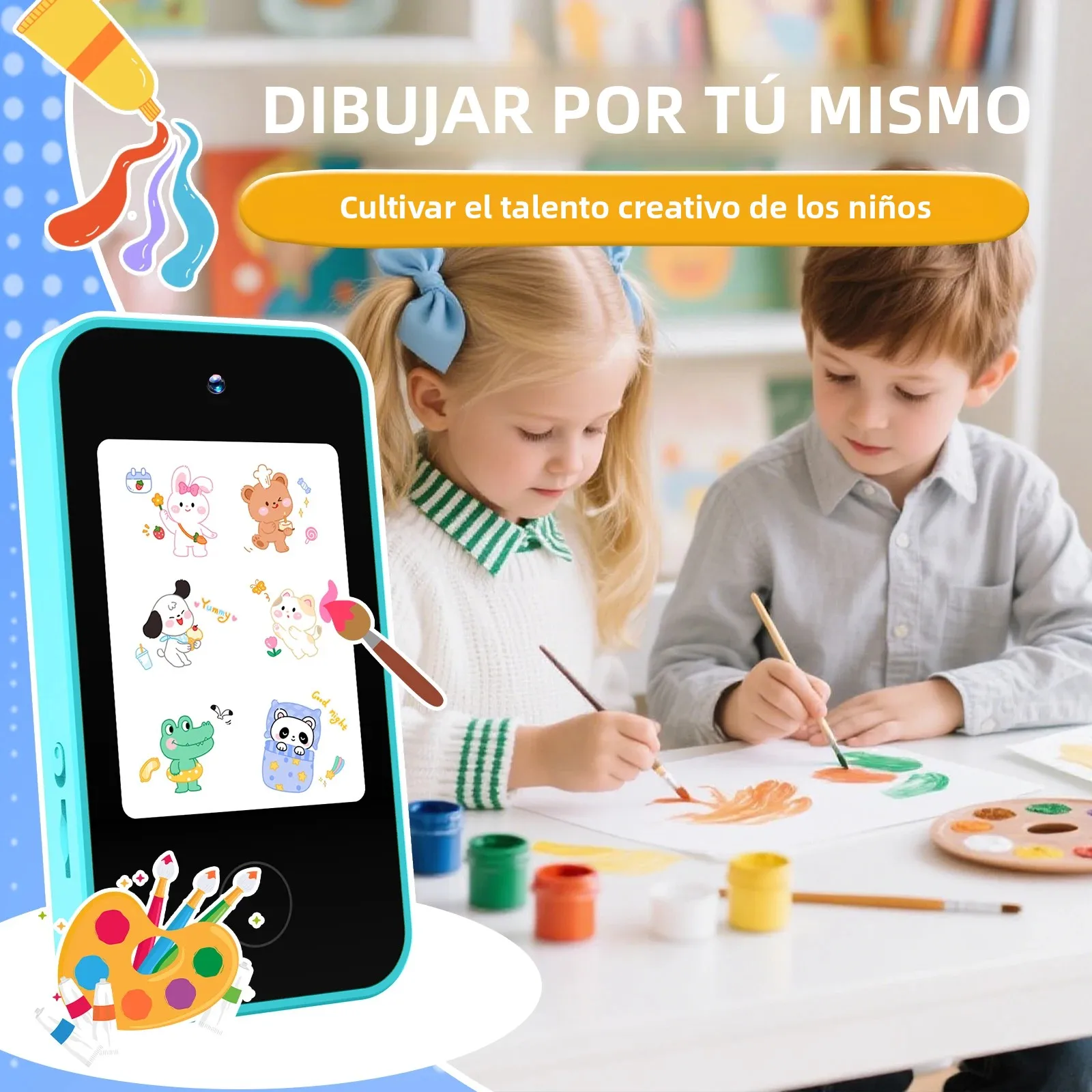 Juguete de Teléfono Inteligente para Niños con Doble Cámara, Juegos Educativos, Reproductor de Música, Modo Seguro, el Mejor Regalo de Cumpleaños, Cámara HD 1080P para Niños