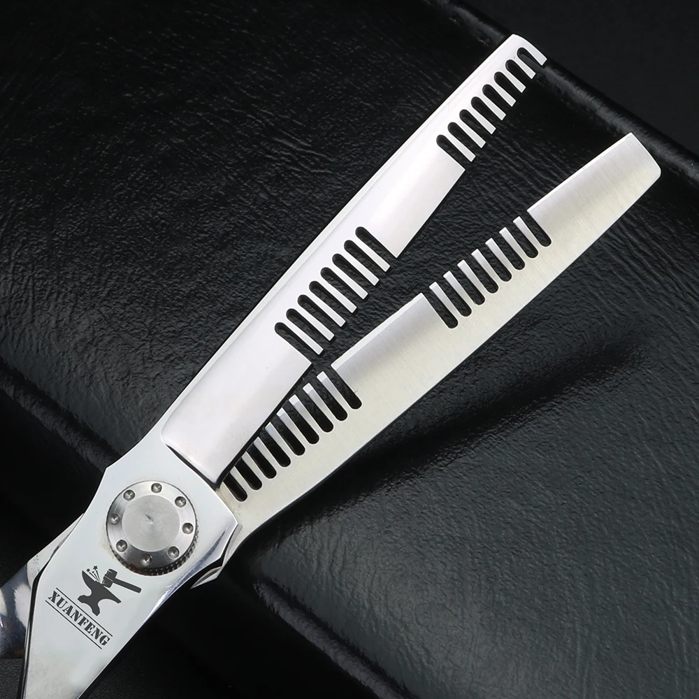 Tijeras de corte y adelgazamiento de dientes de doble cara únicas, japón 440C