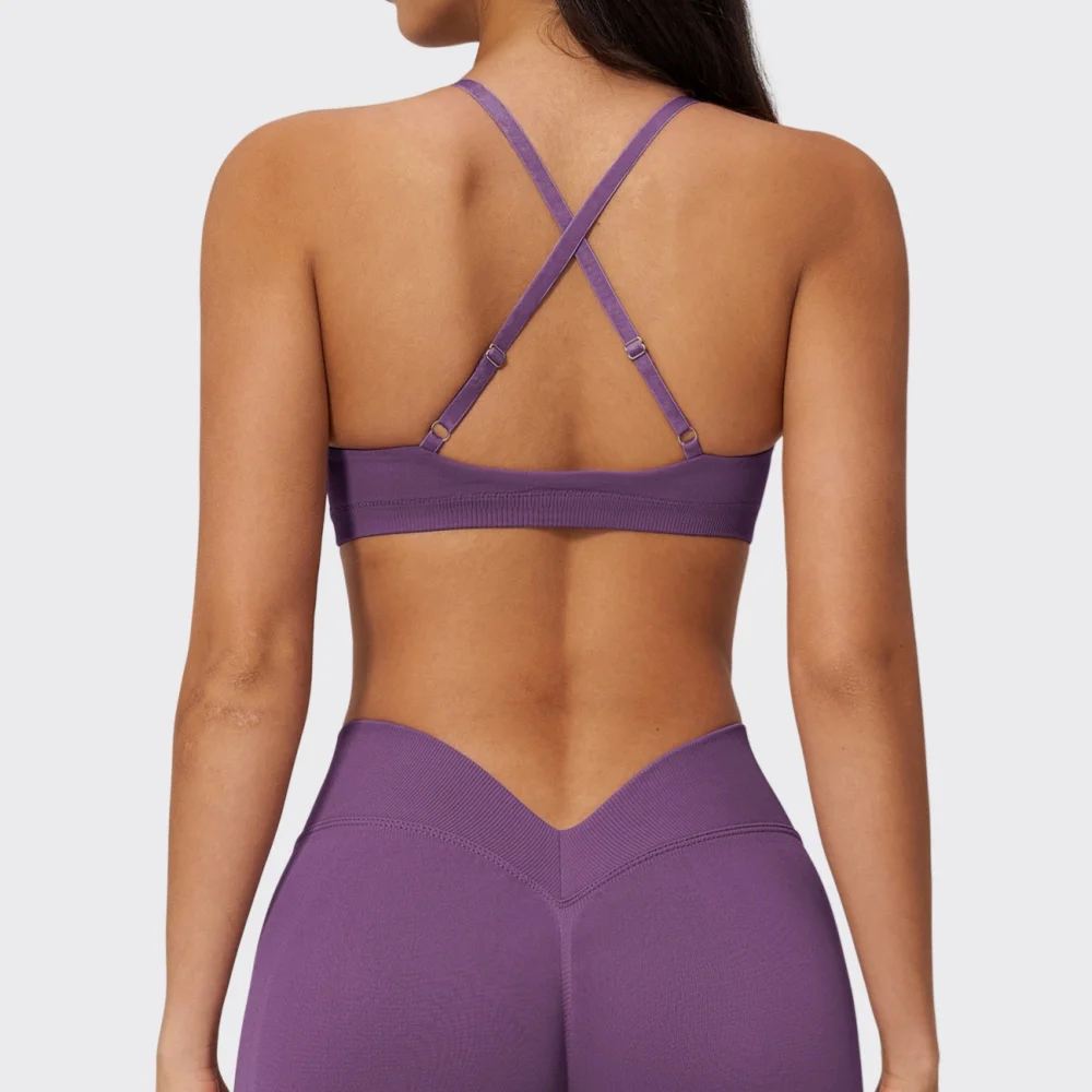 Sujetador deportivo sexy para mujer, top de gimnasio sin costuras, para entrenamiento, correr, yoga, con tirantes cruzados, ropa interior deportiva, push-up, para fitness y ejercicio.