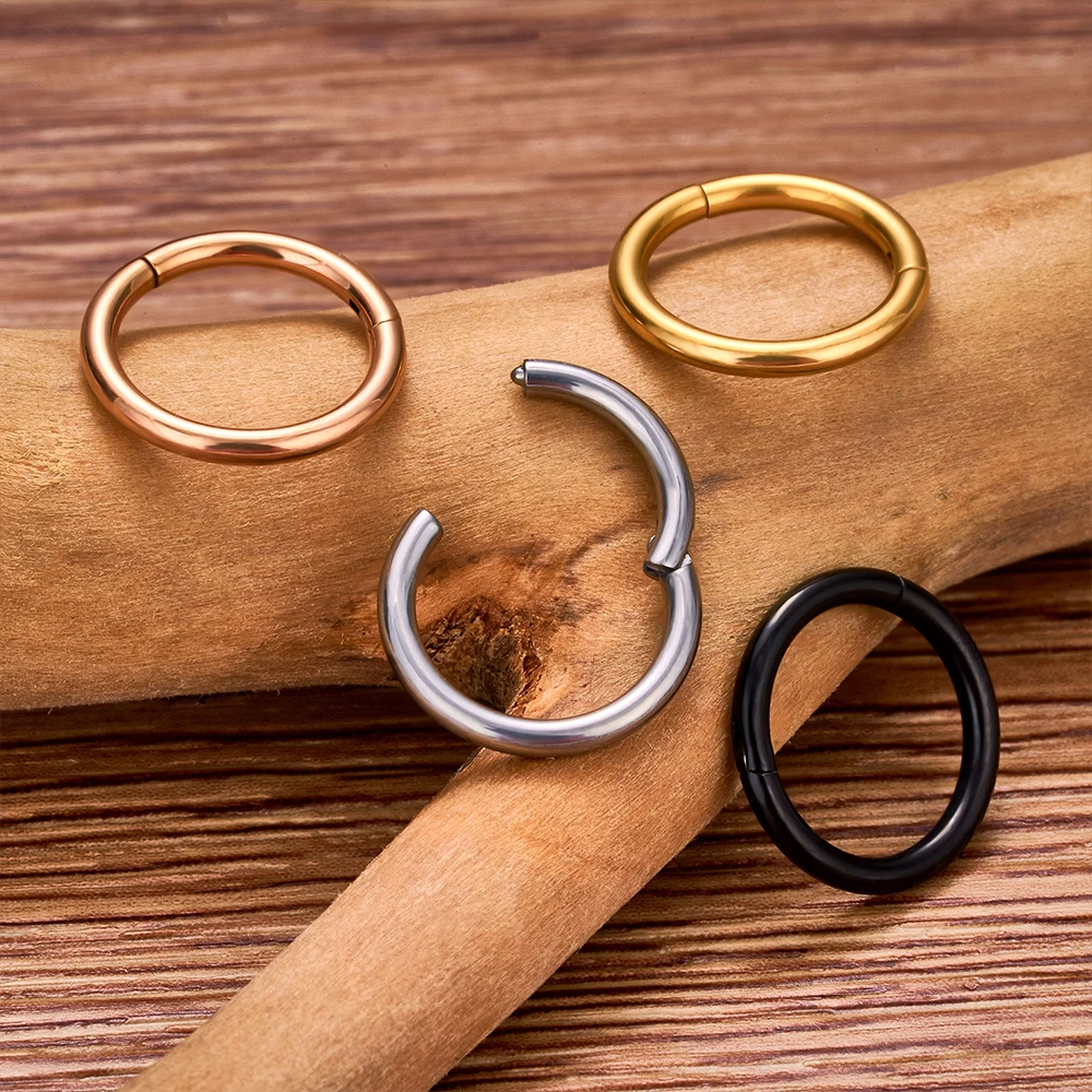 10/50PCS Anillo de Nariz de Titanio G23 para Mujer, Joyería de Piercing, Aro Redondo para Oreja 16/18/20G, Joyería Corporal para Tragus, Cartílago y Hélix