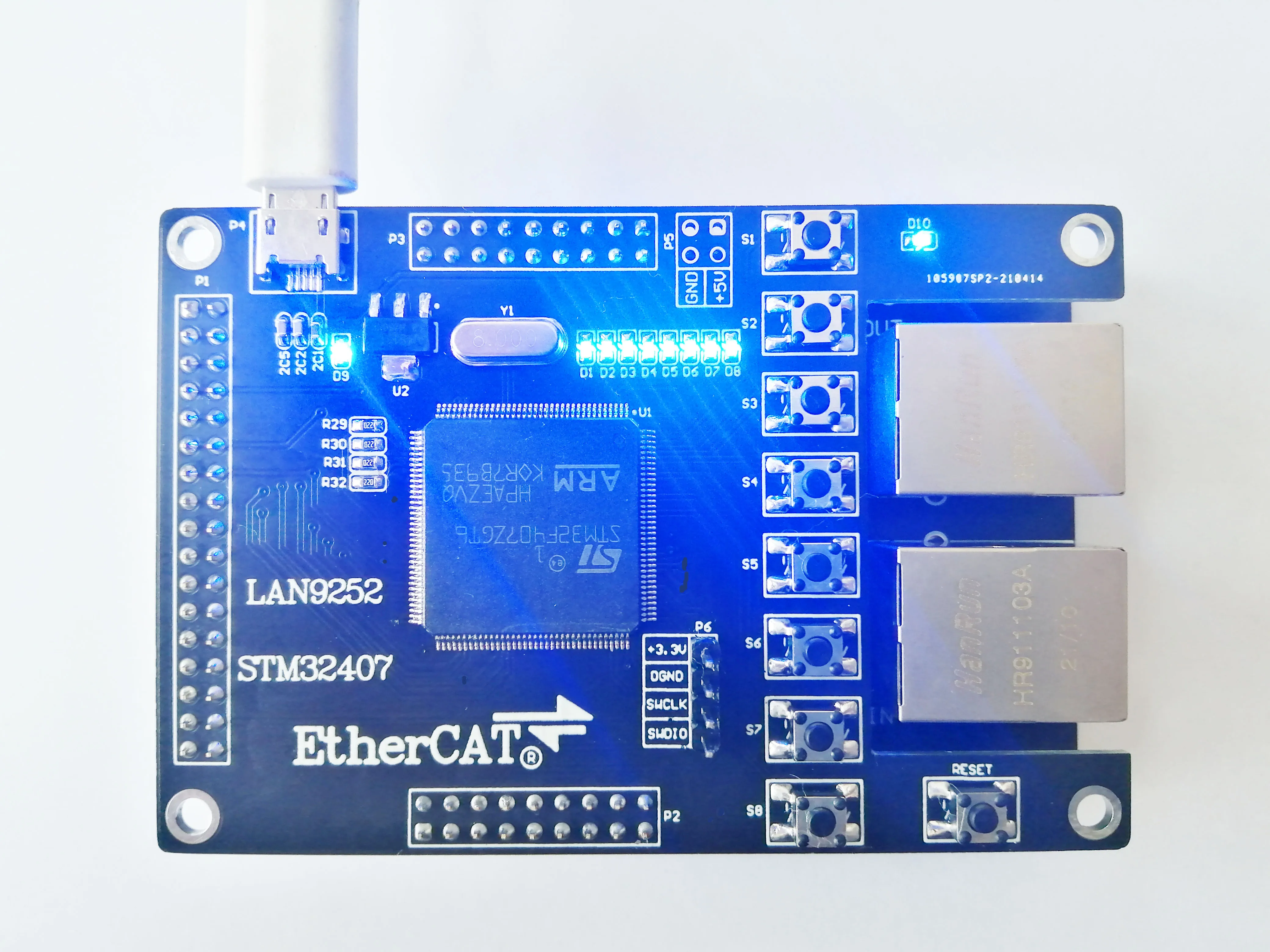 LAN9252 Esclavo LAN9252 Placa de desarrollo STM32407 STM32F407 EtherCAT Esclavo 16IO CIA402