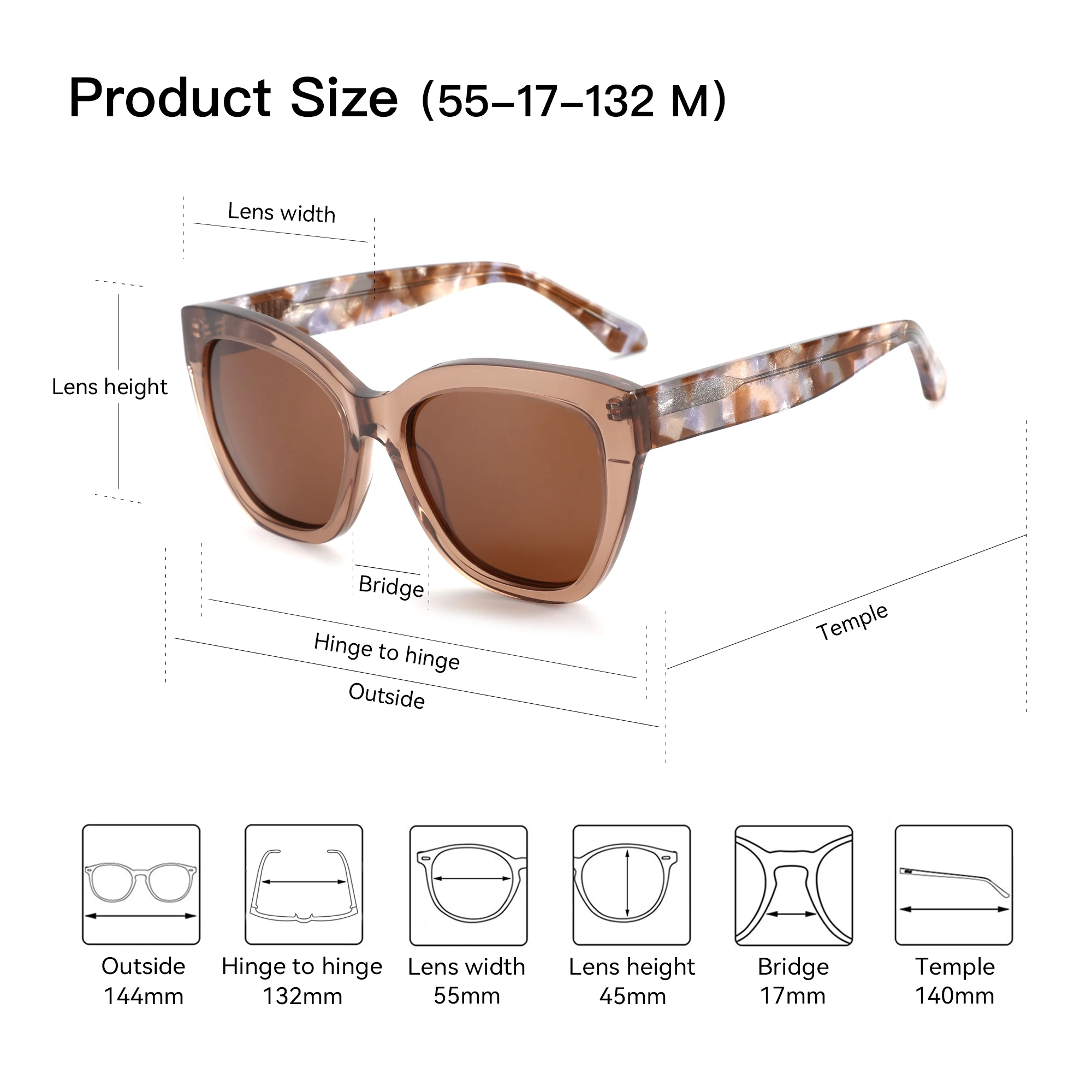 Gafas de Sol Polarizadas ZENOTTIC 2026 Butterfly para Mujer, Montura Gruesa, Protección UV400, Gafas de Sol de Acetato, Moda y Compras