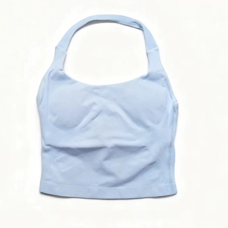 Sujetador deportivo de realce de impacto para mujer, ropa deportiva para entrenamiento físico, Top con cuello Halter, ropa de gimnasio, camisetas sin mangas de Yoga con almohadilla extraíble para el pecho