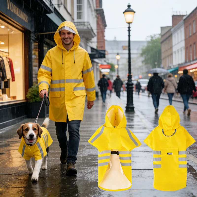 Impermeable Reflectante para Perros 2026, Chubasquero Ligero con Capucha para Verano, Poncho para Cachorros, Chaqueta Impermeable para Mascotas Pequeñas