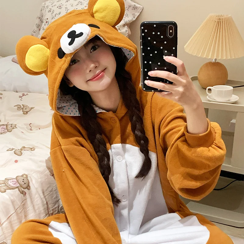 Pijama Kigurumi de Oso Rilakkuma Kawaii para Adultos, Mono de Anime, Pijama de Personaje de Dibujos Animados Kawaii, Pijama de Anime