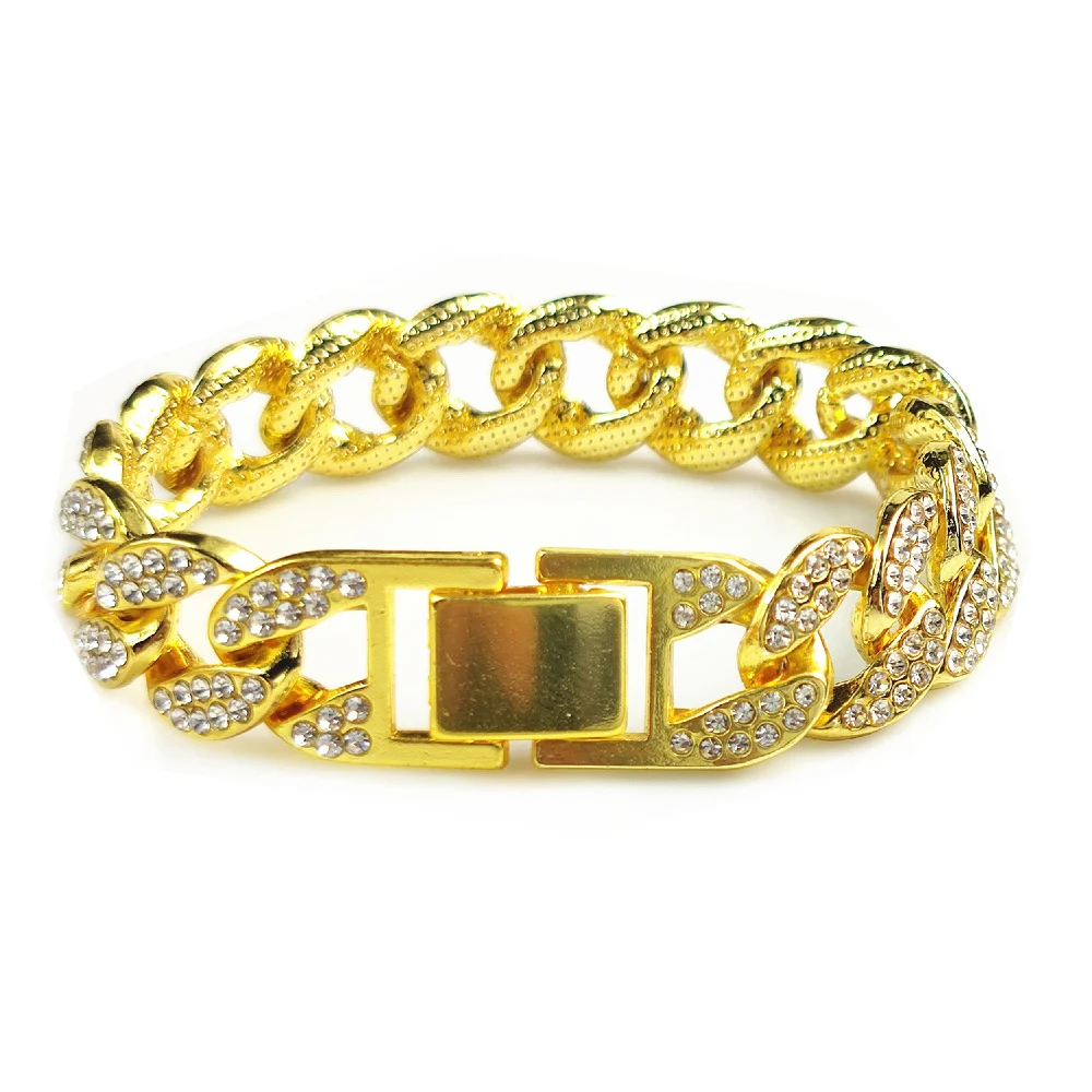 Cadena de oro cubana para perros, Collar de lujo con diamantes para perros, Collar de Metal para mascotas, accesorios de joyería para perros pequeños, medianos y grandes, regalo para mascotas