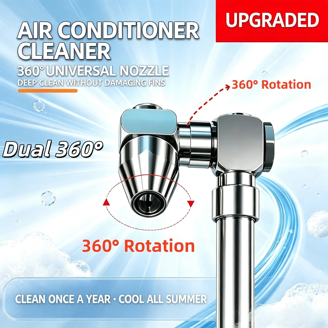 360 °   Varilla de limpieza de aire acondicionado de doble giro, varilla pulverizadora universal de conexión rápida de 1/4 pulgadas, boquilla de agua para limpieza de serpentines HVAC y detallado de automóviles