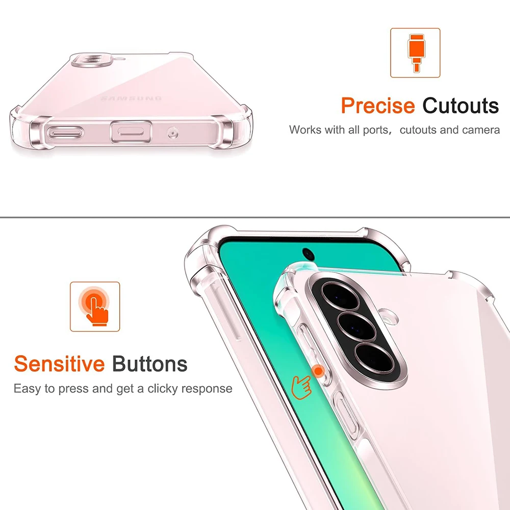 Funda a prueba de golpes para Samsung Galaxy A57 A37 A27 A17 A56 A36 A16 A26 A55 A35 A15 A54 A34 A14 A53 A73 transparente suave ultrafina