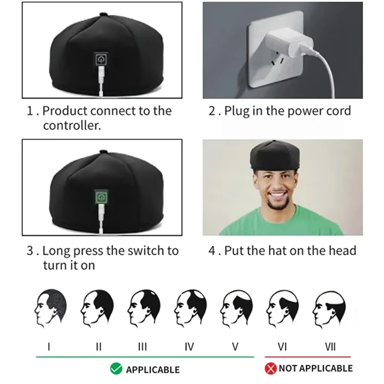 Gorro de terapia de luz roja, gorro de tratamiento LED de infrarrojo cercano para el crecimiento del cabello, relajación de la cabeza, alivio del cuero cabelludo, dispositivo de prevención de pérdida