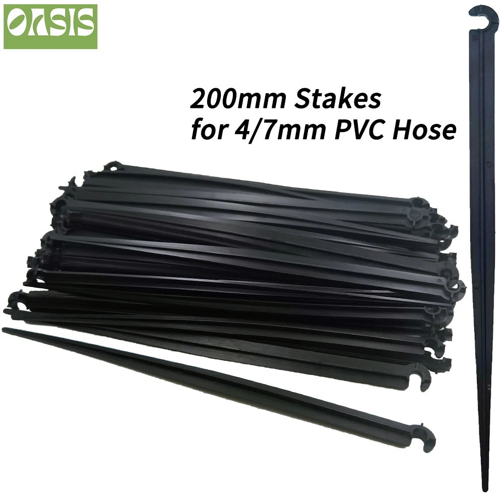OASIS 50-1000 Uds jardín 1/4 "palo soporte de vástagos fijos 11cm 20cm para riego por goteo 4/7mm tubo de manguera insertando el suelo