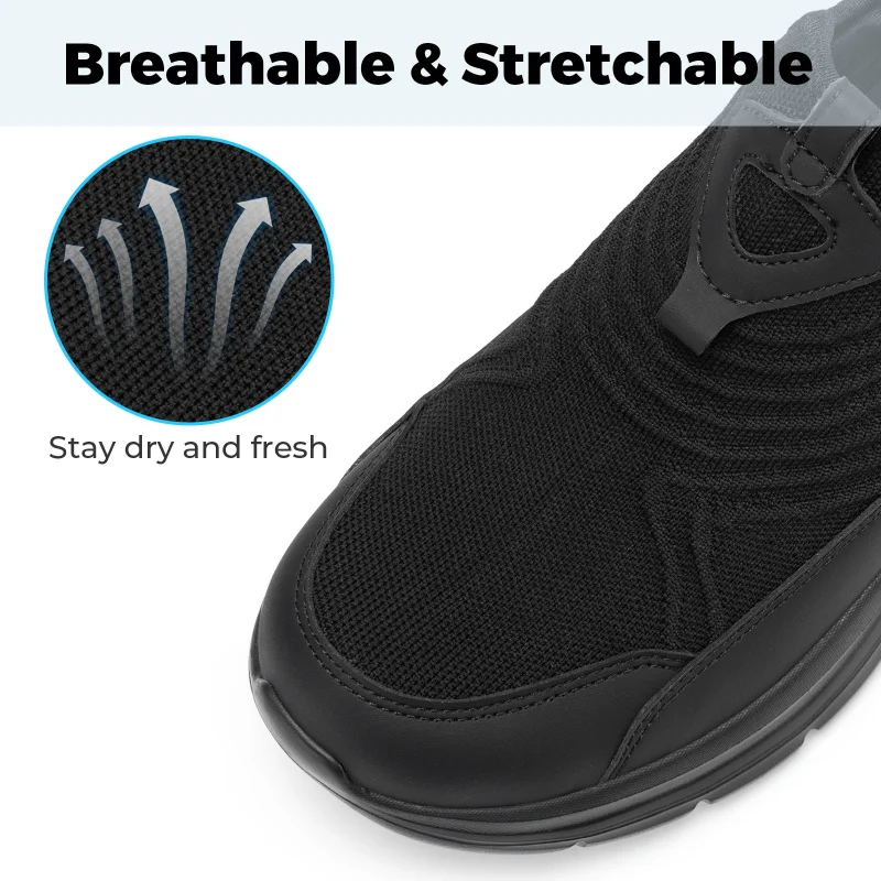 Zapatos FitVille anchos para hombre, sin cordones, transpirables, ligeros, antideslizantes, informales, para estar de pie todo el día, para pies hinchados