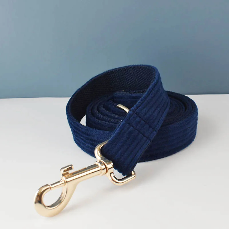 Conjunto de Collar y Correa para Perro en Azul Púrpura, con Placa de Identificación Grabada Personalizada, Accesorios para Mascotas, Correa de Corduroy 17