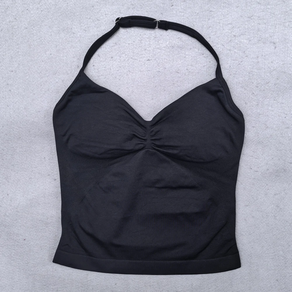Top de gimnasio con tiras ajustables, ropa de gimnasio sin espalda, sujetador Scrunch para mujer, copas extraíbles, tanque de Yoga, trajes de entrenamiento, Tops, chaleco deportivo