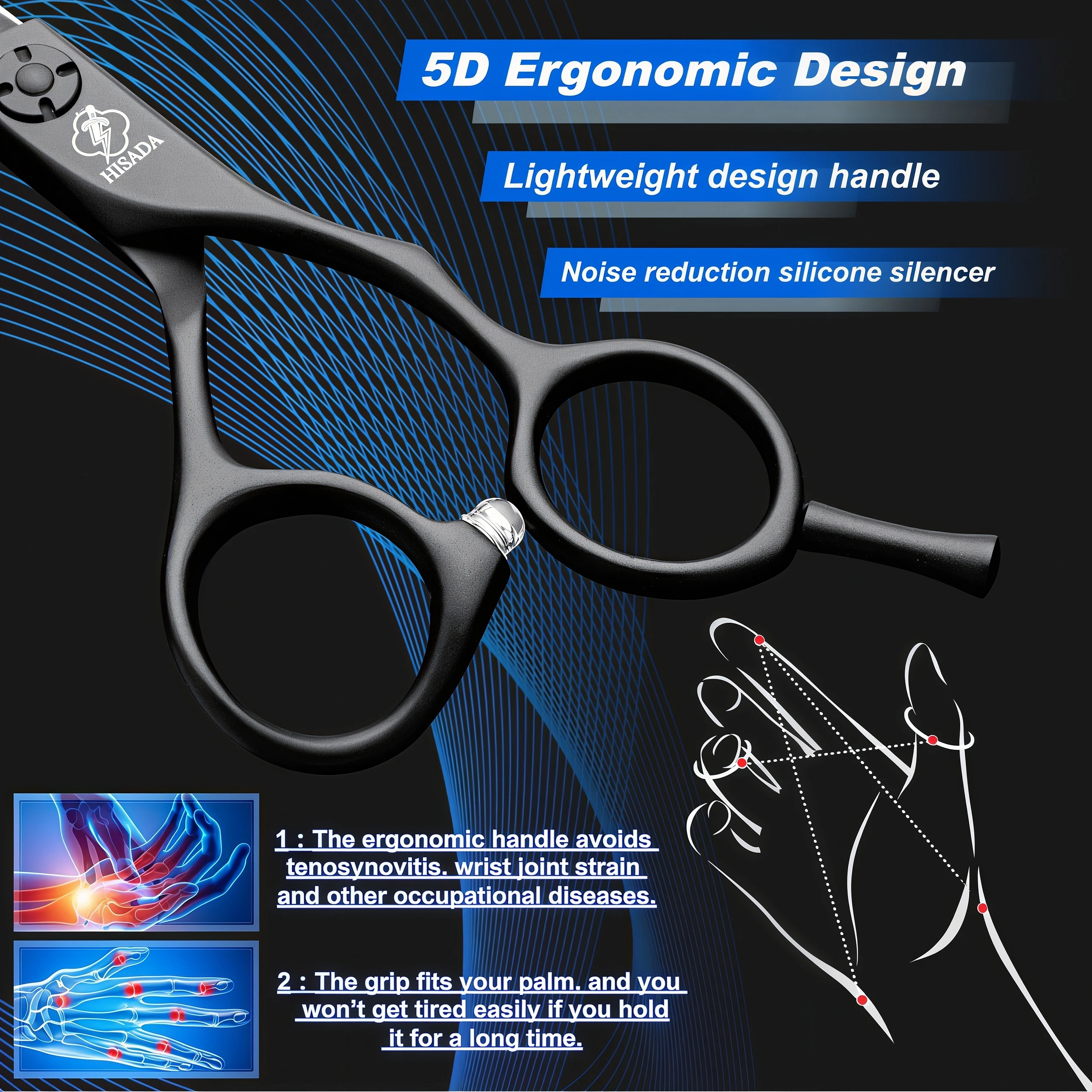 Tijeras de peluquería HISADA 5,5 VG10 tijeras de pelo avanzadas de acero herramientas profesionales de corte de pelo tijeras de corte de pelo de alta gama