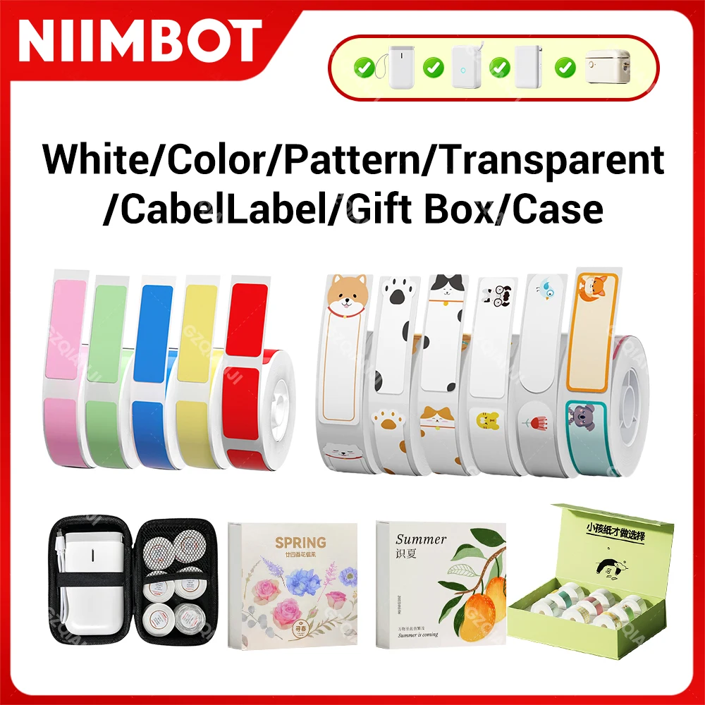 Papel para Impresora de Etiquetas Niimbot D110 D11, Etiqueta Adhesiva Transparente Resistente al Agua y al Aceite, Etiqueta de Color Puro, Papel Adhesivo Térmico