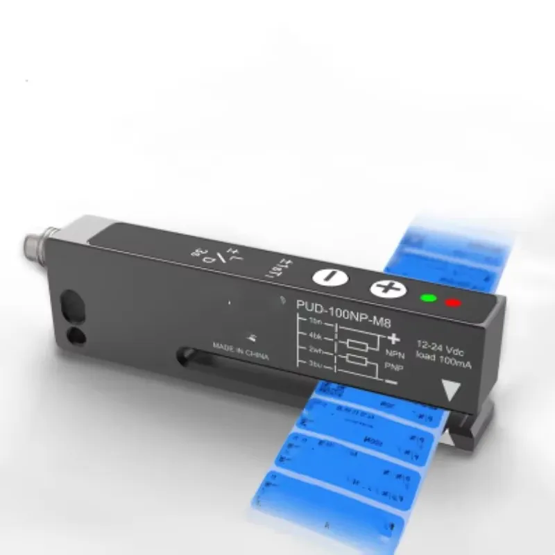 Sensor de contador de alta calidad PUD-100N PUD-100NP-M8 NPN PNP Sensor de etiquetas autoadhesivo cáscara interruptor fotoeléctrico PUD-050NP
