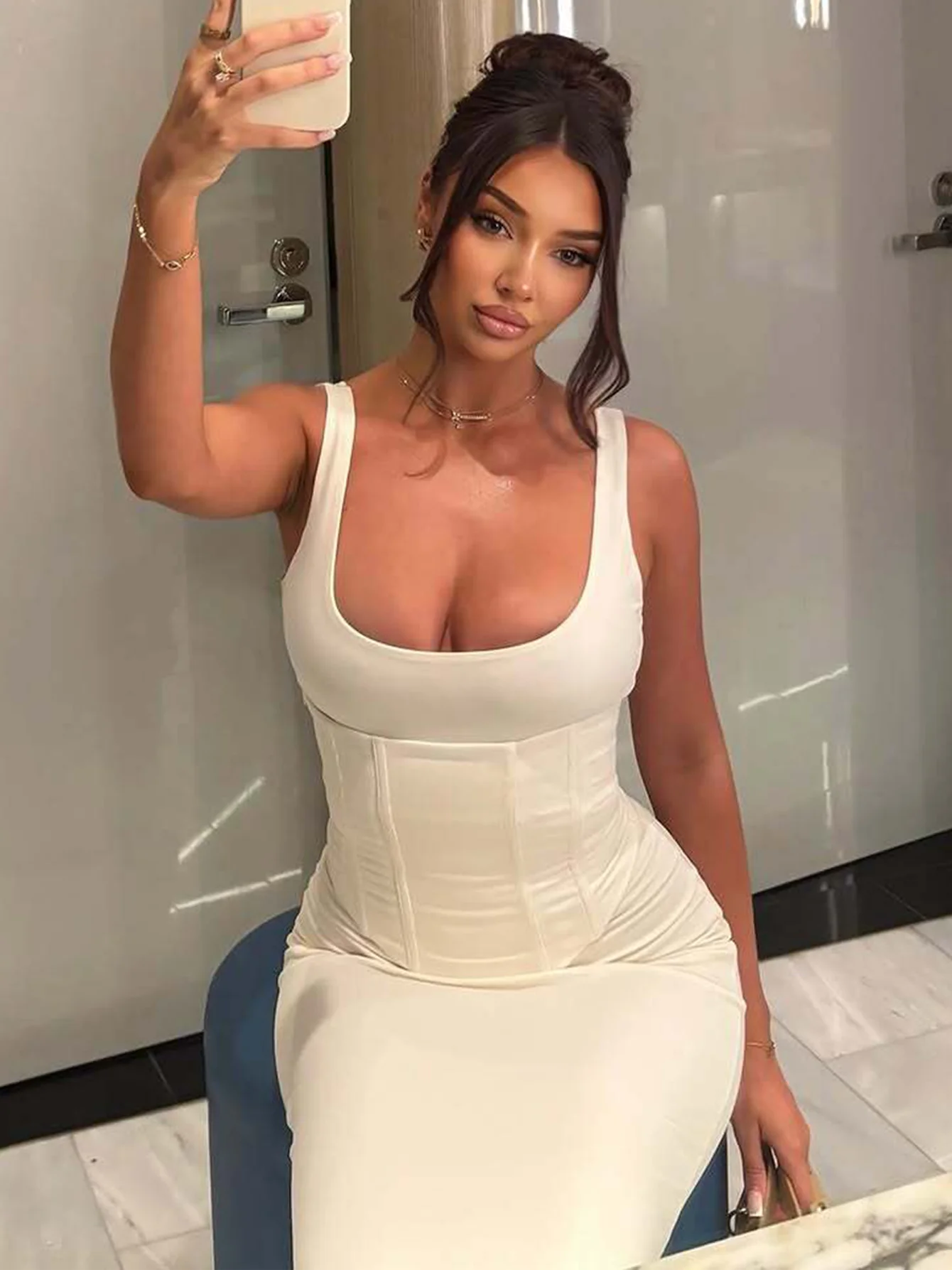 Vestido largo ajustado con tirantes finos y abertura lateral, estilo corsé, con cordones, de la marca Dulzura, para mujer, sexy, elegante, para fiestas nocturnas, ropa de verano.