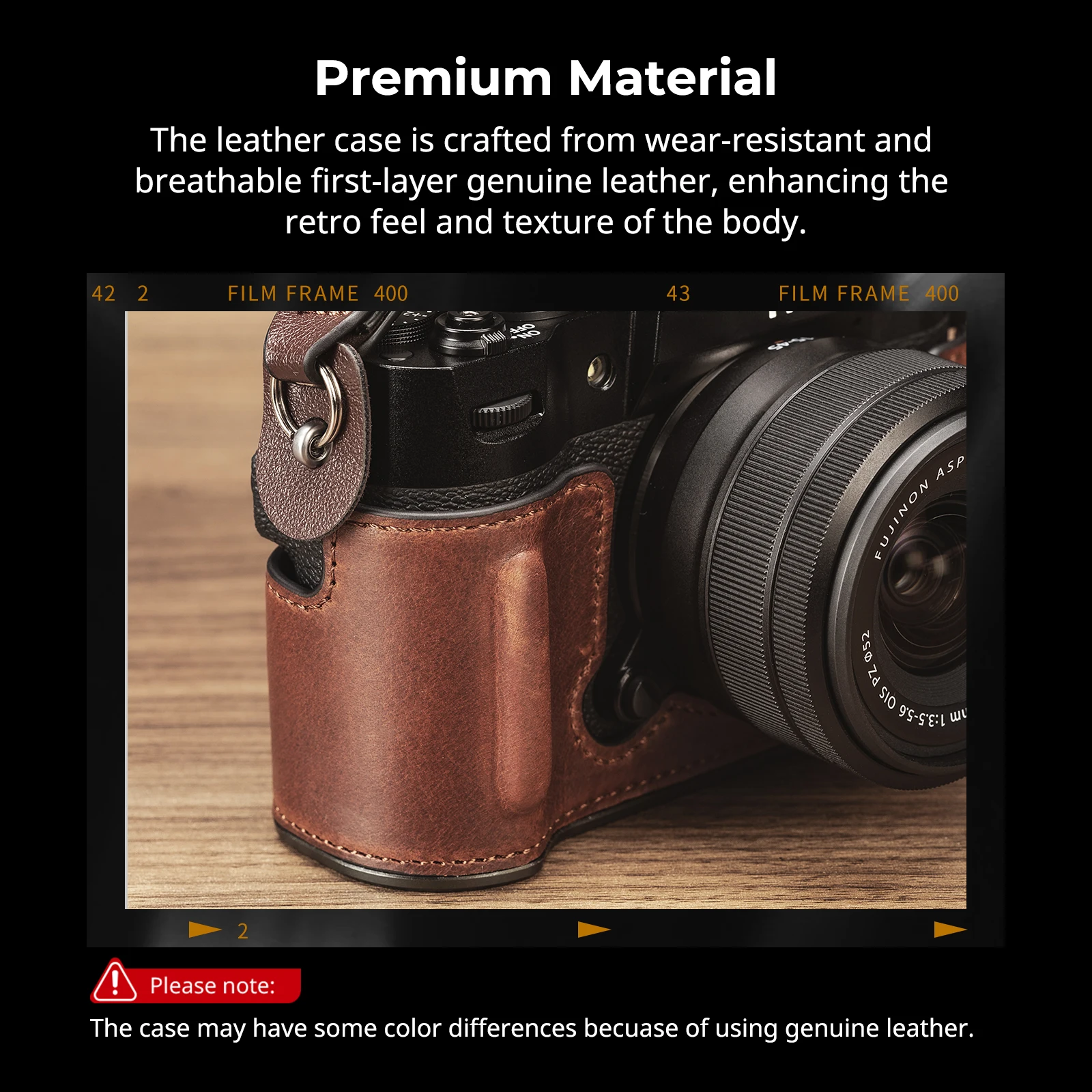 SmallRig-Kit de media Funda de cuero para cámara de X-T50, para FUJIFILM X-T50, estilo Retro, con correa para el hombro (negro/marrón/verde) -4710