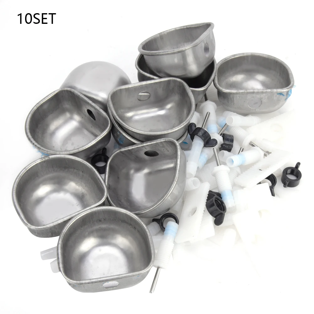 10 juegos de bebedero de conejo, cuenco de agua potable de plástico de acero inoxidable, accesorios de alimentación para conectar manguera de 7mm a 10mm