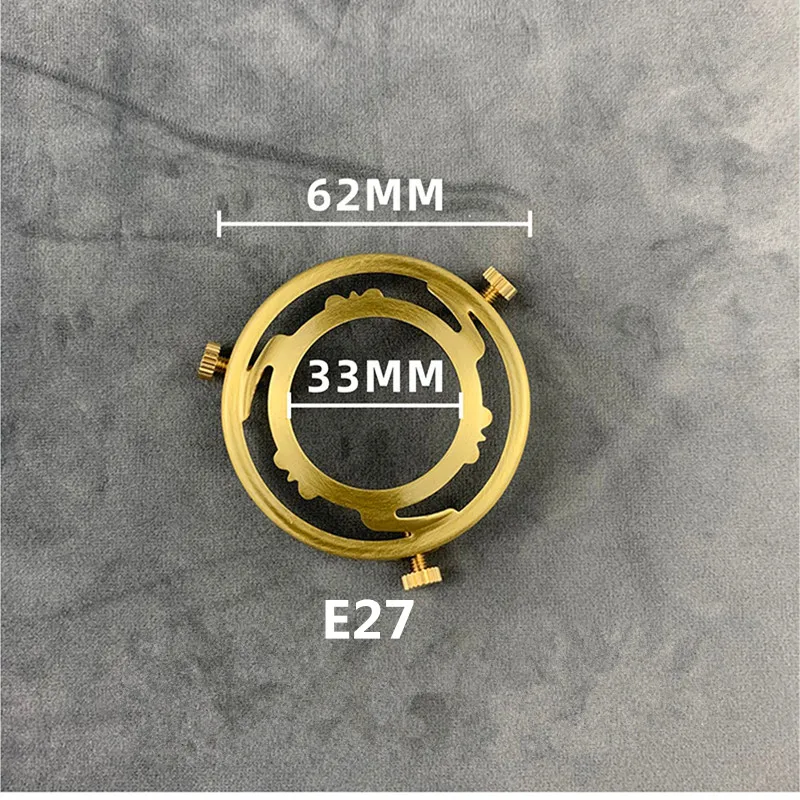 Anillo de tres agujeros de latón 100%, pantalla de tornillo E27 E14, soporte de anillo fijo, conector de casquillo y accesorios de lámpara de cobre fija