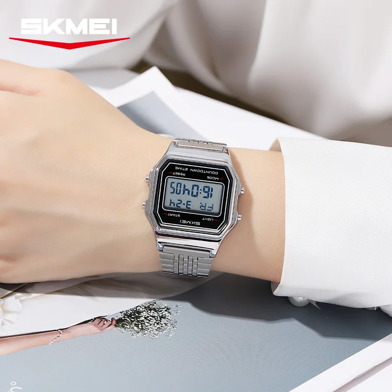 Reloj Digital de Lujo para Hombre SKMEI 2465, Reloj Electrónico de Acero Inoxidable a Prueba de Agua, Reloj Deportivo con Pantalla LED, Reloj Hombre