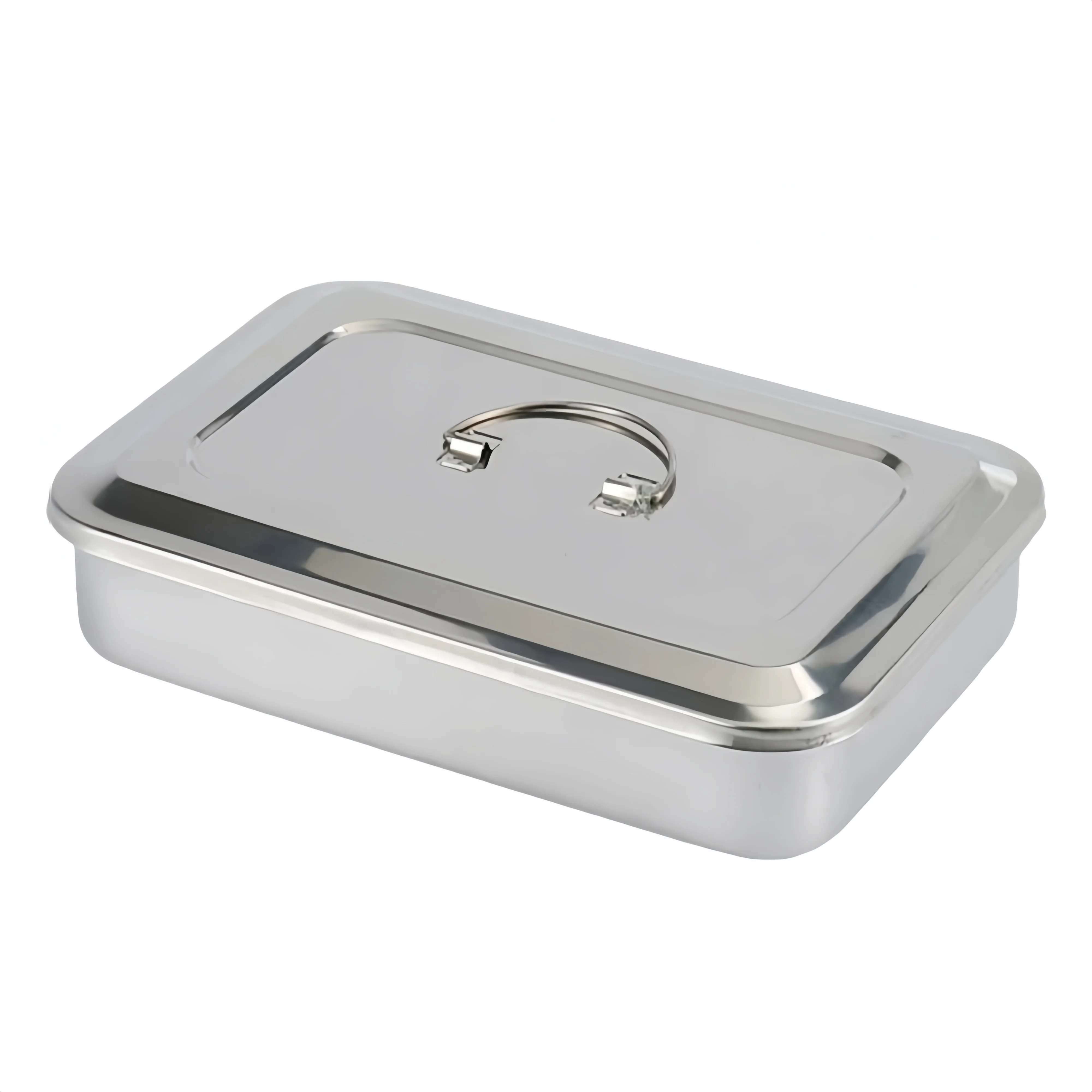 JUMTOP Bandeja de instrumentos dentales con tapa, equipos de enfermería quirúrgica de acero inoxidable, herramientas, contenedor esterilizador, almacenamiento de odontología