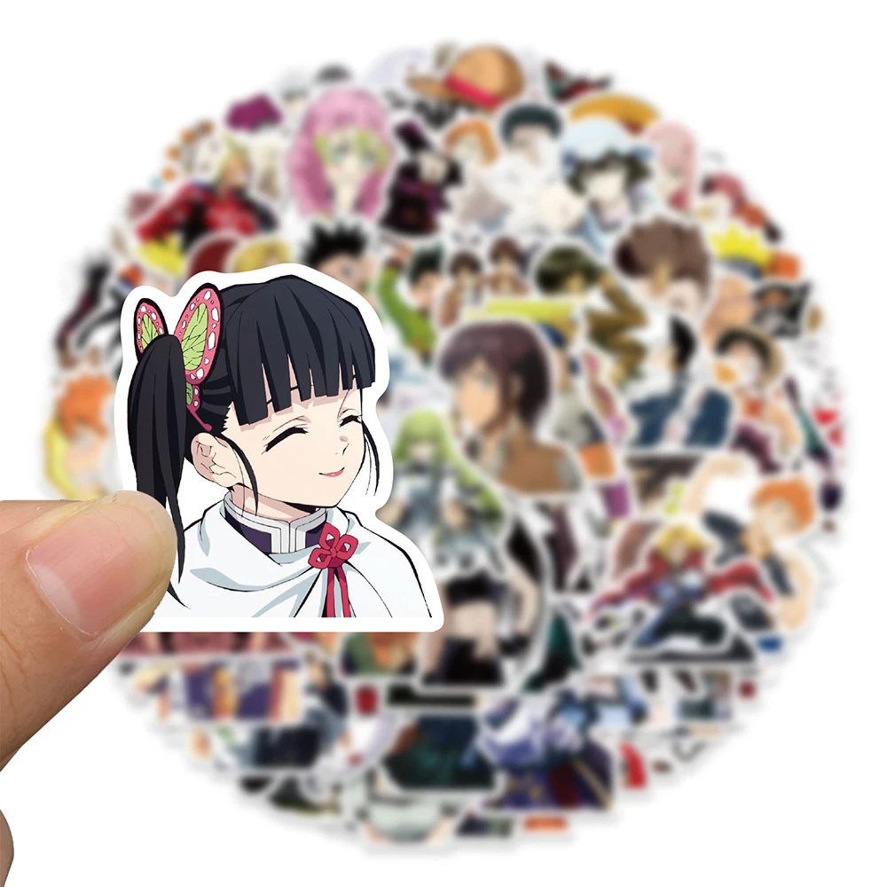 10/30/50/100 Uds mezcla de pegatinas de dibujos animados de Anime Naruto Jujutsu Kaisen pegatinas de ataque a los Titanes DIY portátil teléfono coche pegatina para chico juguete