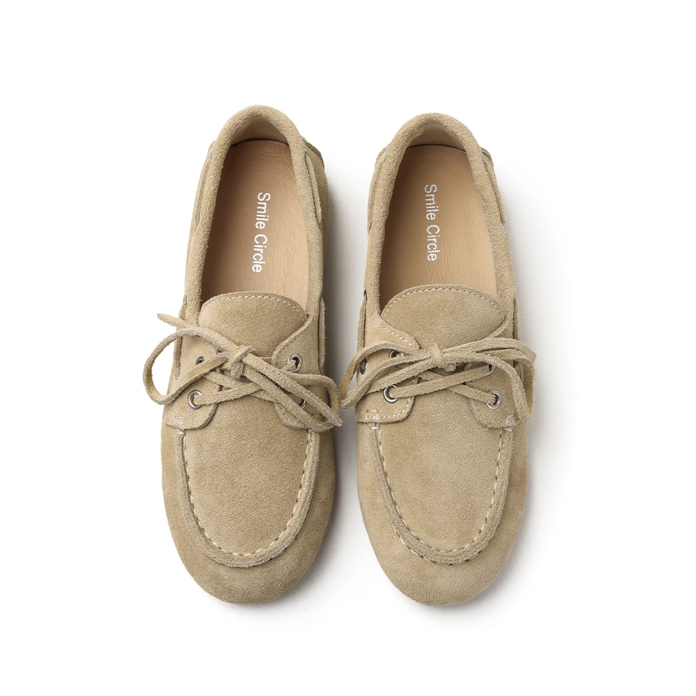 Zapatos náuticos de cuero genuino para mujer, zapatos planos, estilo mocasín clásico para mayor comodidad