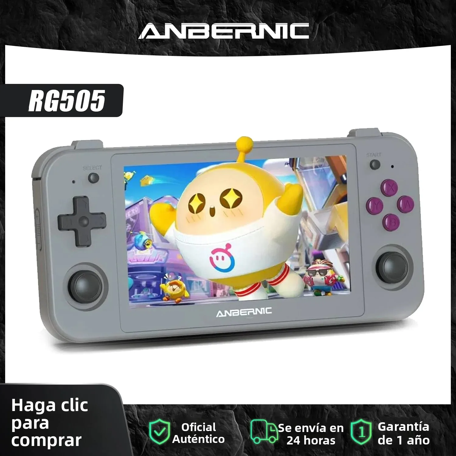 Anbernic RG505 Nueva Consola de Juegos Portátil con Sistema Android 12, Unisoc Tiger T618, Pantalla OLED de 4.95 Pulgadas, Joystick Hall y Actualización OTA