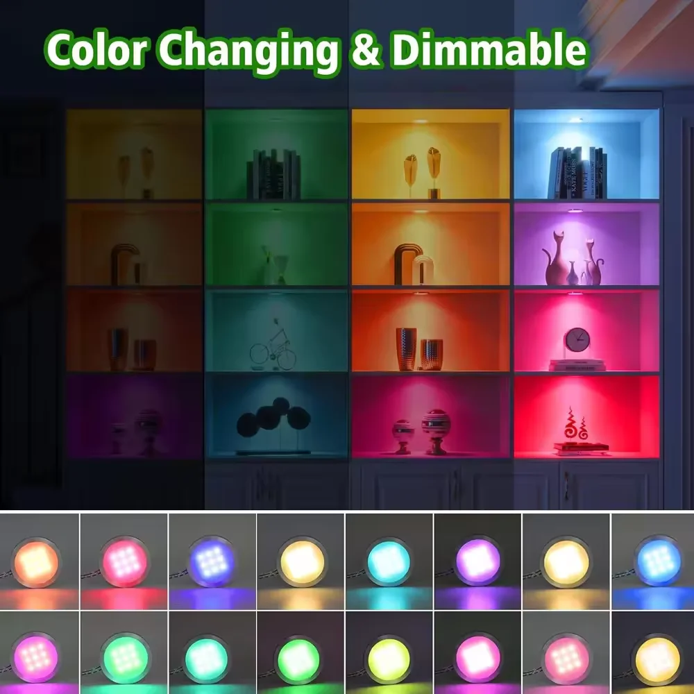 Tuya WIFI DC12V RGB Color debajo del gabinete luces regulable Puck luz Festival armario dormitorio cocina para Alice Alexa Google Home