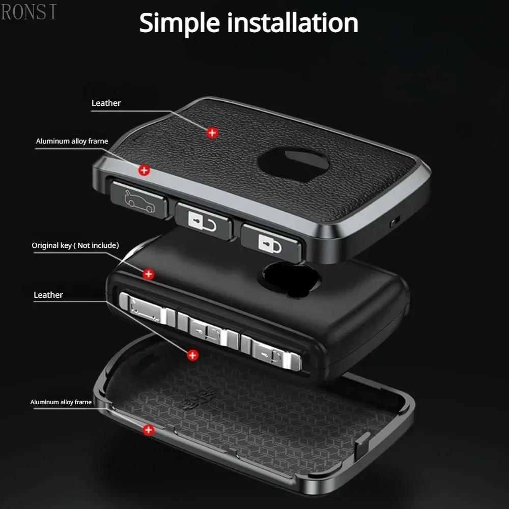 Funda de cuero de aleación de aluminio para llave de coche, carcasa para Volvo S90 S60 XC60 XC90 XC40 C40 V60 V90 T6 T8, llaveros de accesorios para automóvil