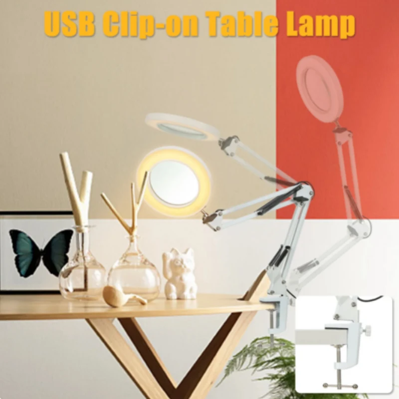 Lupa Iluminada con 72 LED 8X/10X, Nueva, con USB, 3 Colores de Luz LED, para Soldadura, Reparación, Lámpara de Mesa, Cuidado de la Piel y Belleza