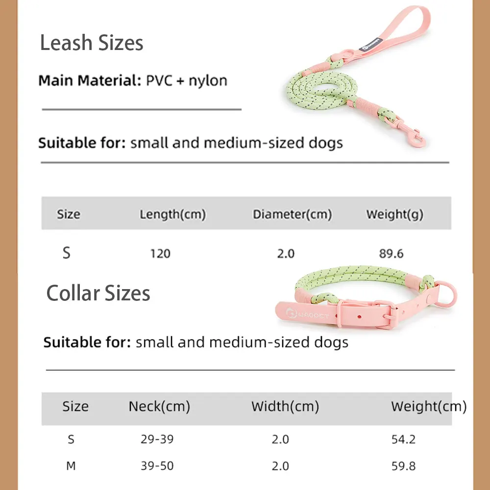 Suministros para Mascotas, Collar para Perros Pequeños y Medianos, Serie Color Caramelo, Estilo Lindo, Collar de PVC con Correa, Conjunto de Correas, Nueva Llegada