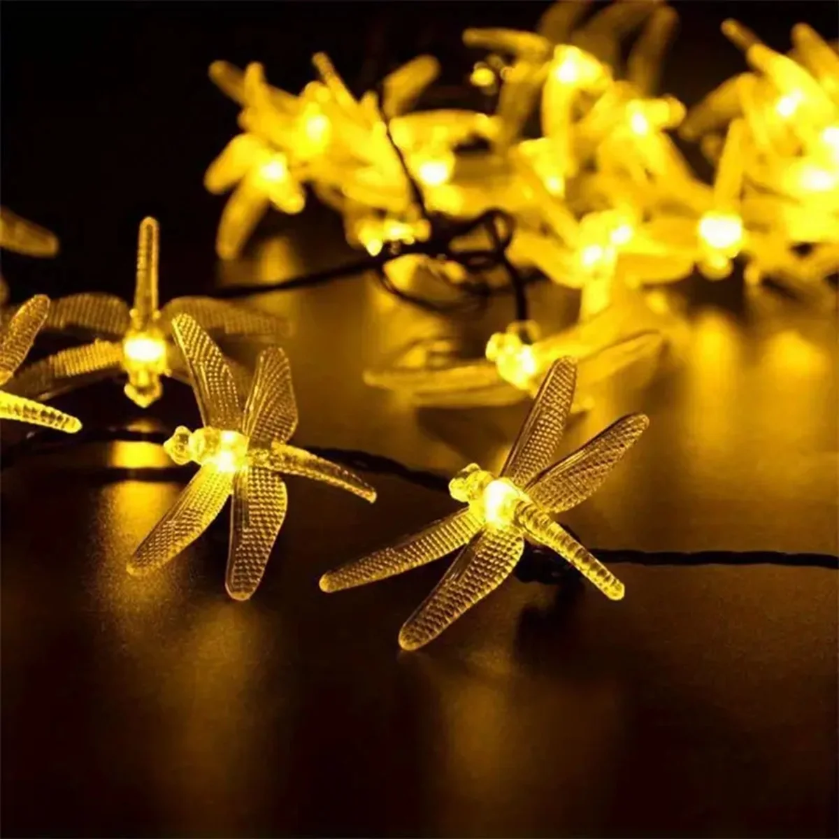 Guirnaldas de luces alimentadas por energía Solar de libélula, 5M20LED, impermeables para exteriores, 8 modos, luces de hadas de libélula para el hogar, Patio, jardín, decoración de boda, 1 ud.